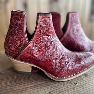 Myra Bag Crimson Floral Ankle Booties